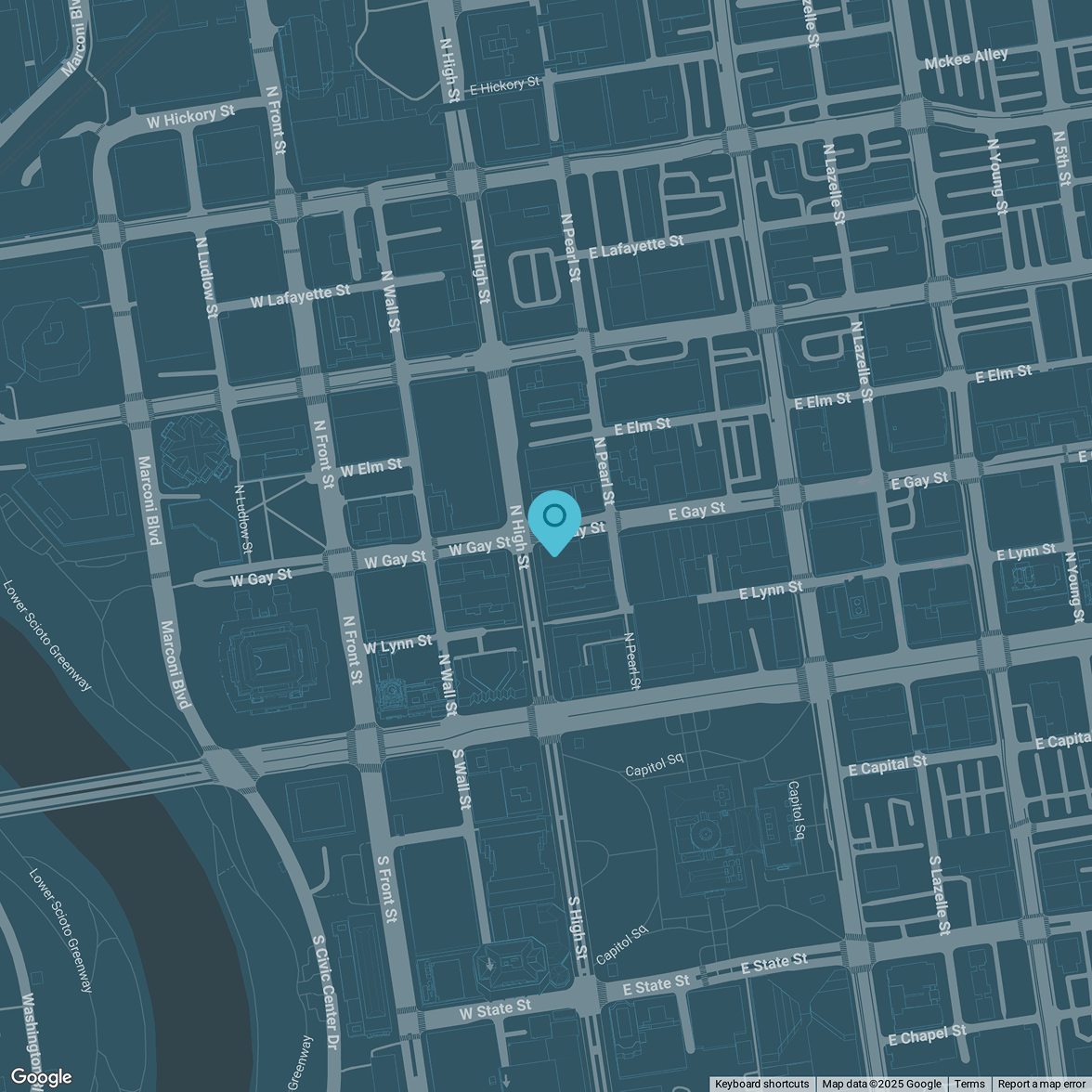 Map pinpointing location of OSA Technology Partners at 11 E Gay Street, Suite 200, Columbus, OH 43215